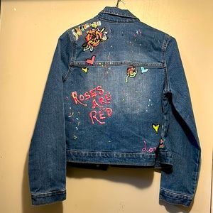 Kids PLACE size XL 14 Hand Painted Jean Jacket